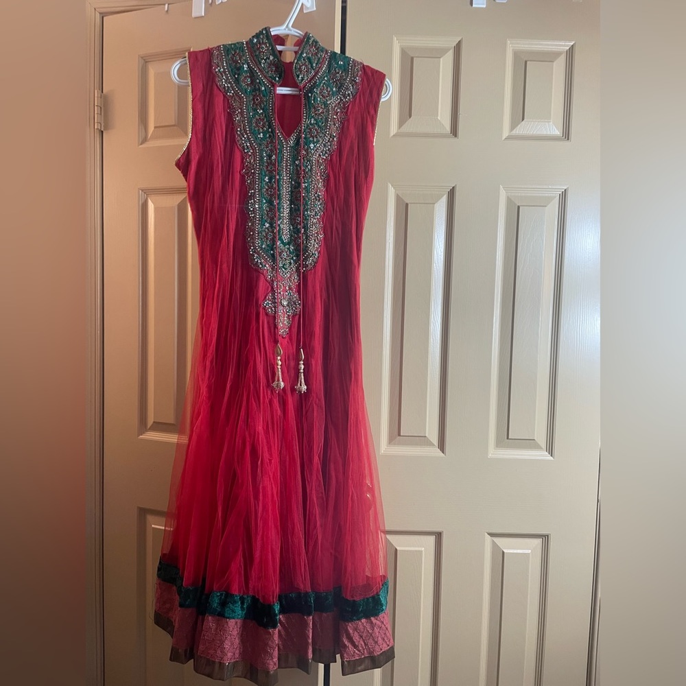 Red Traditional Kameez Top